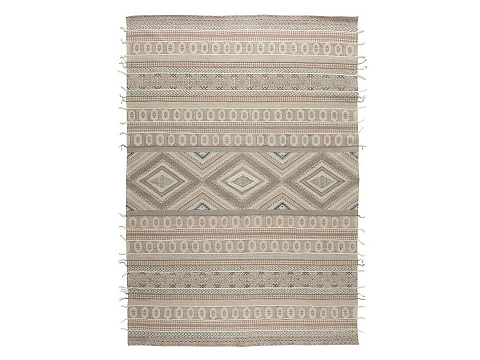 Ковер Tkano геометрический орнамент 160x230 Ткань Бежевый - Ковер из хлопка, шерсти и джута с геометрическим орнаментом