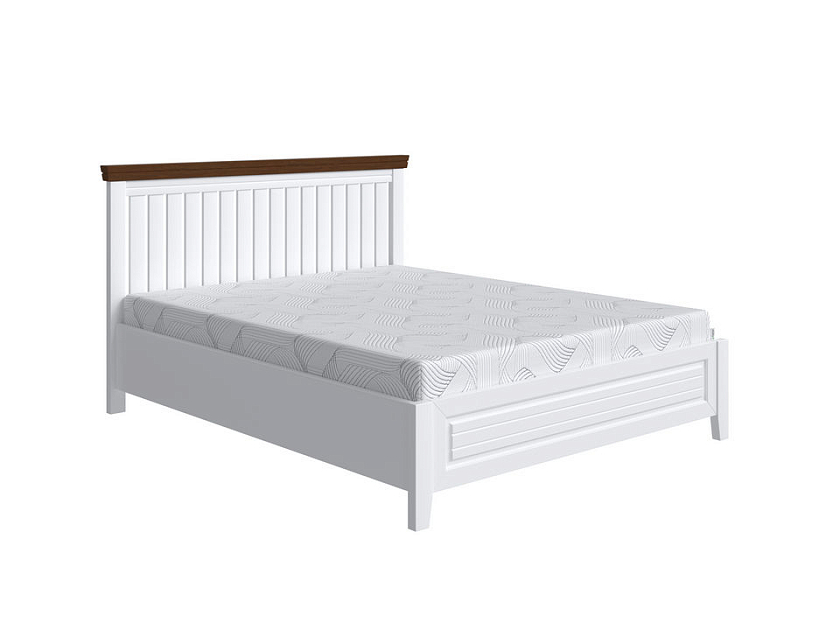 Кровать Olivia 200x220 Массив (сосна) Белая эмаль/Мокко (сосна) - Кровать из массива с контрастной декоративной планкой.